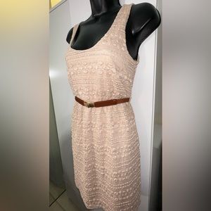 Forever 21 | Small Sleeveless Lacy Floral Sundress + Brown Clasp Belt Included
